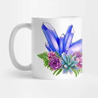 Blue Crystal and Colorful Succulents Mug